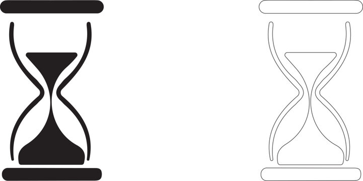 Hourglass icon, symbol of time, waiting, deadline and history, vector icon in two styles: glyph and outline.