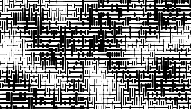 Black and white abstract and grunge maze pattern for sporty background and jersey design. Editable graphic resource. Vector Format Illustration. EPS10 