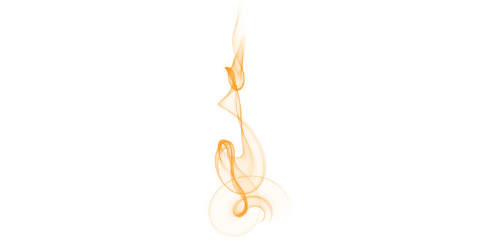 Elegant orange smoke wisps and glowing fire waves swirl gracefully against a dark black background in this abstract aura