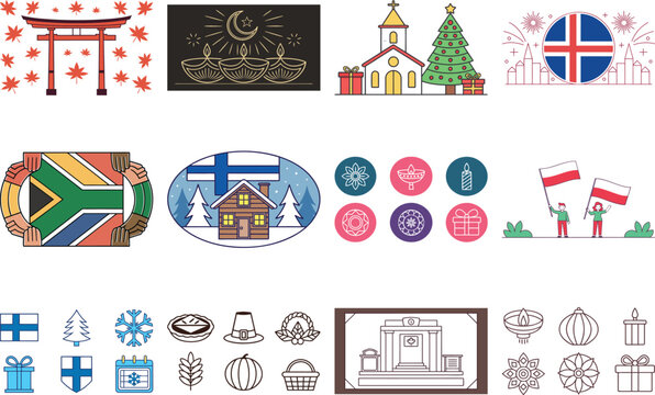 Cultural and national holiday symbols, and festive