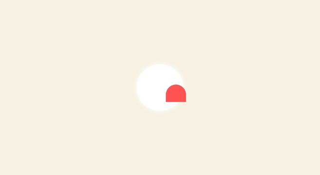 Minimalist loading animation with red arch shape on white animation