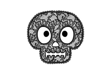 Fototapeta premium Halloween Skull Lace Texture Floral Ornate Gothic Sublimation Design