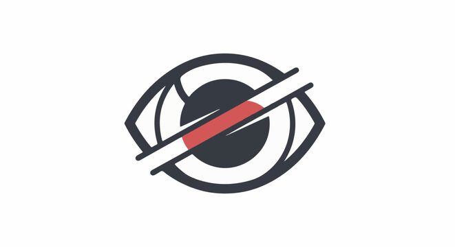 Stylized eye icon with a red line across it, indicating blindness or restriction