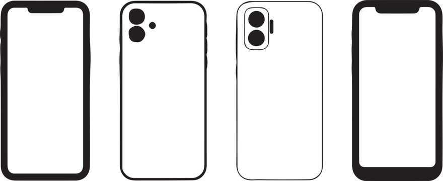 smartphone icon set front view rear view camera placement