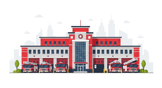 Fire Station Building with Trucks 3.