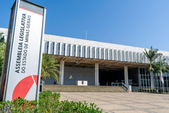 BELO HORIZONTE. MINAS GERAIS. BRAZIL &ndash; AUGUST 18, 2024. Minas Legislative Assembly of Minas Gerais - Organ of the legislative power of the state, exercised by the state deputies.  Horizontal.