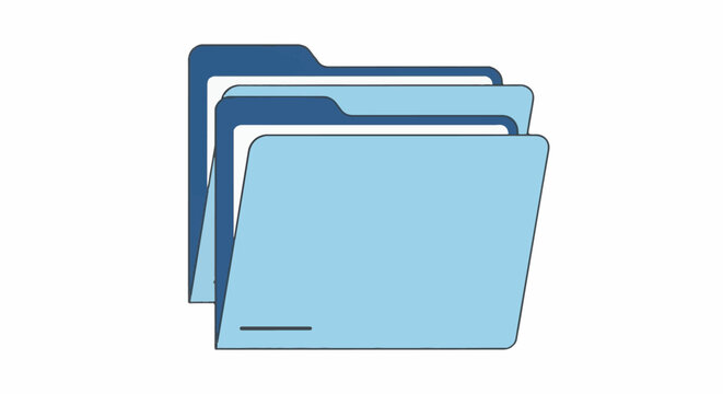 Stacked blue folders with black outlines and white background
