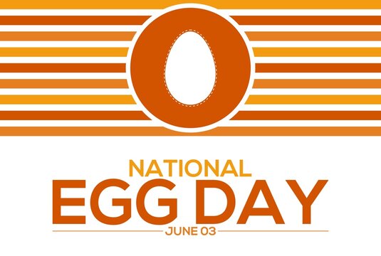 National Egg Day celebration banner with egg icon and stripes on 03 June.