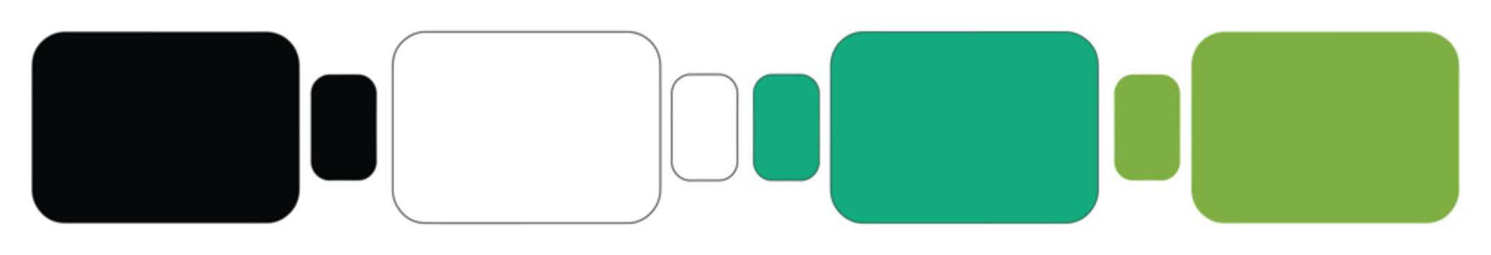 Black, White, and Green Rounded Rectangles Abstract Design Element