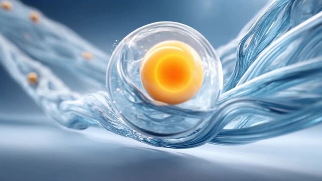 A fresh raw chicken egg yolk sits in a clear glass bowl beside a broken shell, offering a healthy, yellow, protein-rich ingredient for breakfast cooking.