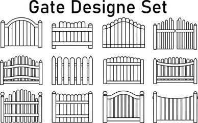 Obraz premium Vector Architectural Fence and Railing Elevation Set Featuring Wrought Iron and Glass Designs