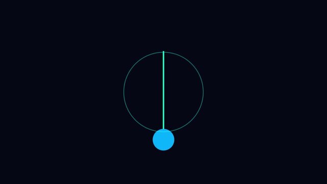 Minimalist blue pendulum animation, simple motion graphics, circle motion, blue dot oscillation
