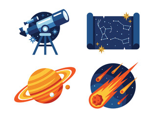 This captivating image showcases various elements of space exploration, including telescopes, planets, and celestial bodies, depicting the wonders of the universe and cosmic phenomena. © Jingzhan
