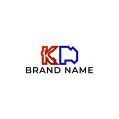Obraz premium Illustration Abstract Letter KD with Orange Blue Color Simple Modern Design Logo Icon Vector. Ideal for Business Branding, Startups, Corporate Identity, Apps, Software, and Creative Companies
