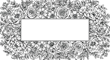 Obraz premium Intricate floral border with blank rectangular space for text during a botanical celebration