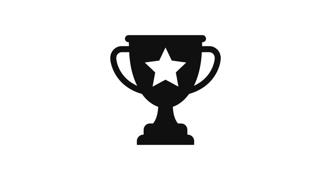 trophy silhouette with star isolated on white background