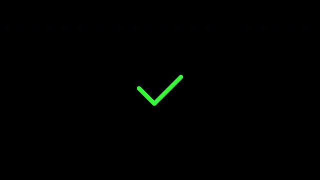 Green Check Mark Bounce Animation From Top Alpha Channel 4K