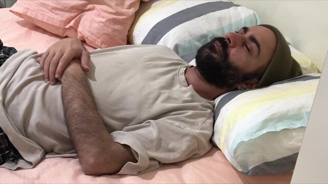 Man Lying in Bed Amidst Deep Depression, Bipolar Turmoil, Borderline Identity Crisis and Emotional Isolation