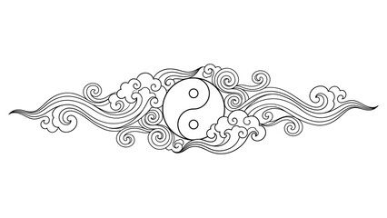 Fototapeta premium Yin yang symbol with decorative swirls.