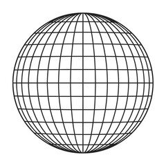 Obraz premium Wireframe globe sphere model featuring a geometric grid pattern isolated on a clean white background for technical design projects and digital mapping concepts