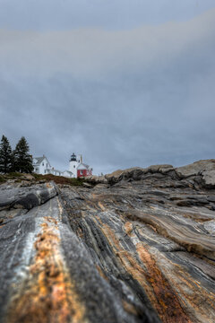 Pemaquid Point Lighthouse From Shoreline Rocks