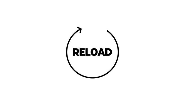 A text reload button with circular arrow icon in outlined style on white background as a minimal web interaction cta