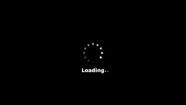 Dots loading animation with loading text on transparent background. Minimalist dots Icon starting and end animation. Spinning concept.