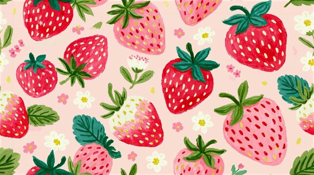 watercolor strawberry seamless pattern with vibrant playful fruit design