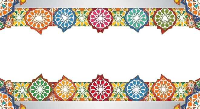 Vibrant islamic geometric pattern border design