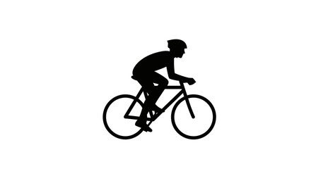 Fototapeta premium cyclist silhouette on a bicycle side view isolated on white