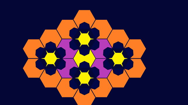  colorfu; composition on hexagons field-04