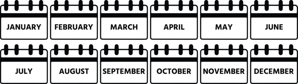 Monthly Calendar Collection with January to December