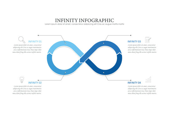 infinity infographic presentation design template with 2 steps or options