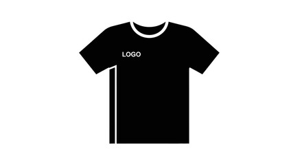 Naklejka premium Black T-shirt with white logo and side stripe icon