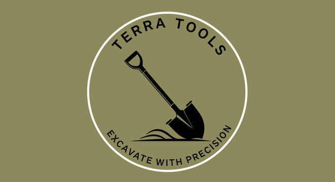 Terra Tools Excavate With Precision Shovel Logo Emblem