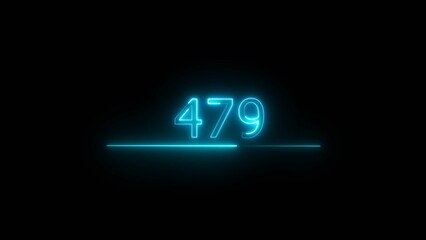 Obraz premium Counting neon number illustration. Neon line text number on black background. 