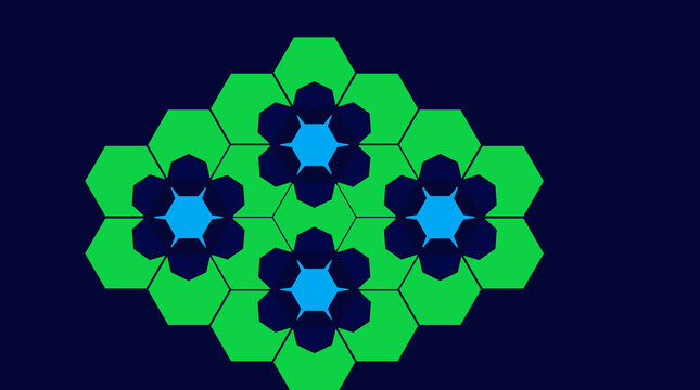colorful composition on hexagon field-07