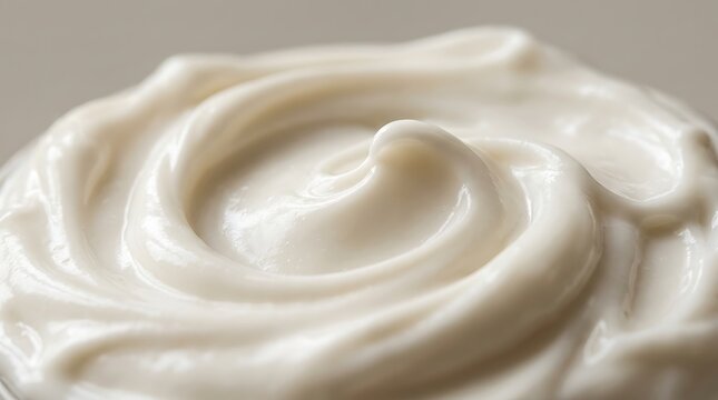 Creamy White Swirl Texture Close-up: Smooth, Rich Dairy or Cosmetic Product Detail for Backgrounds and Design