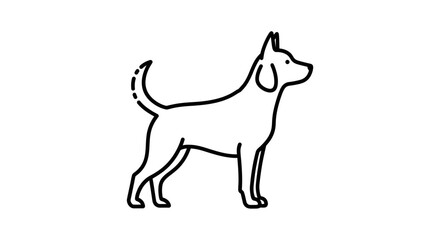 Fototapeta premium Simple Line Art Dog Icon, Minimalist Outline Pet Silhouette, Vector Illustration
