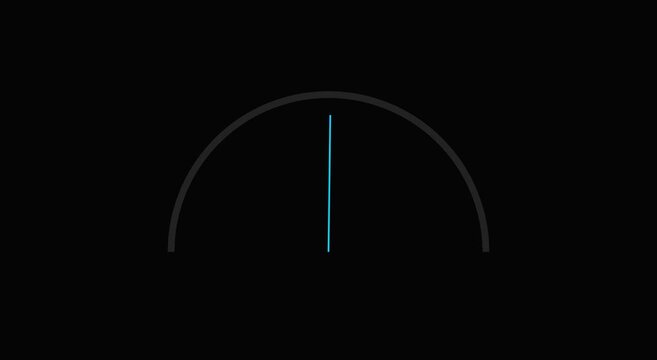Minimalist speedometer gauge animation with pulsing blue needle animation