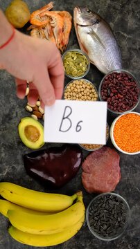 Foods that contain vitamin B6. Selective focus.
