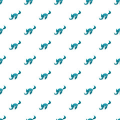 Obraz premium Blue mythical dragon cartoon creatures forming a repeating seamless children's wallpaper pattern