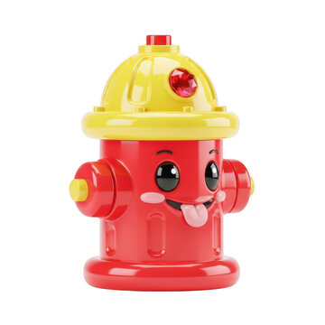 Vintage red fire hydrant with yellow top and nozzle