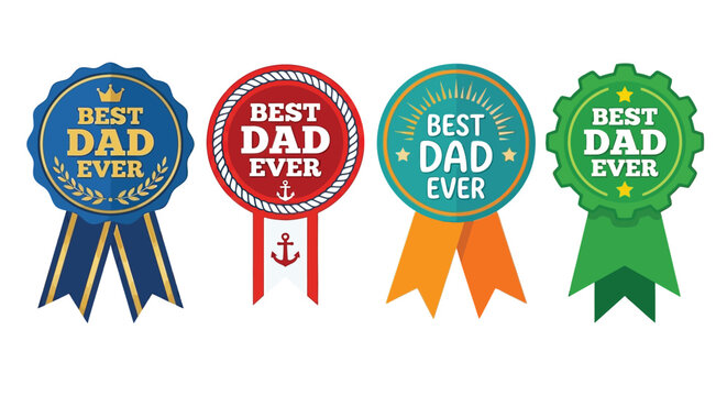 Best dad ever badges colorful vector illustration on white background