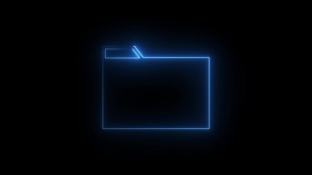 Glowing neon file folder sign icon on black background. Folder icon save document .collect information.