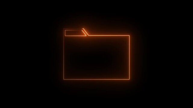 Glowing neon file folder sign icon on black background. Folder icon save document .collect information.