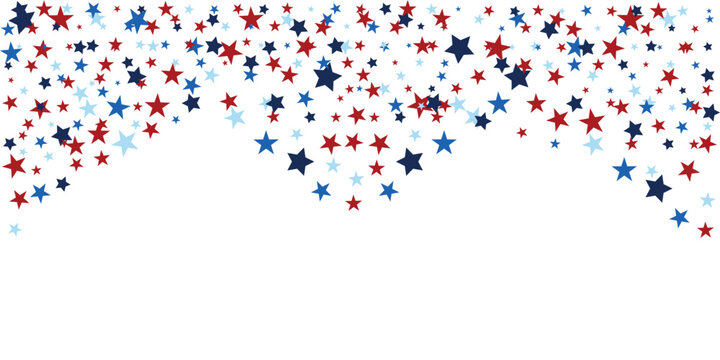 Patriotic Red Blue Star Confetti Border for Fourth of July Celebration