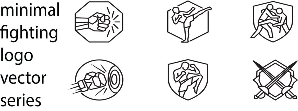 Minimalist Line Art Icons Representing Fighting Sports and Combat martial arts boxing free image downlod