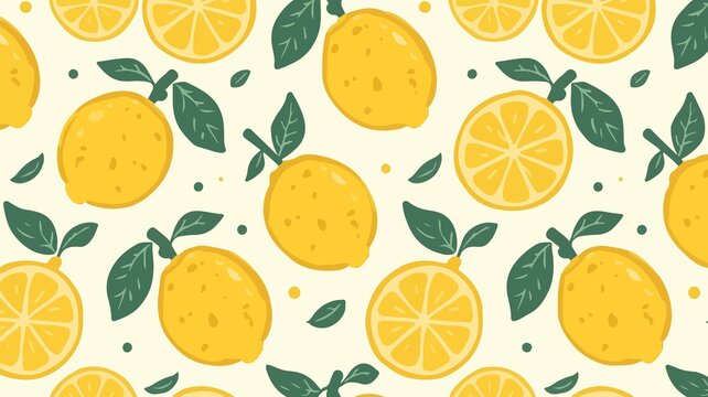 Template lemon cartoon pattern fabric motifs   for banner  summer edition with flat design