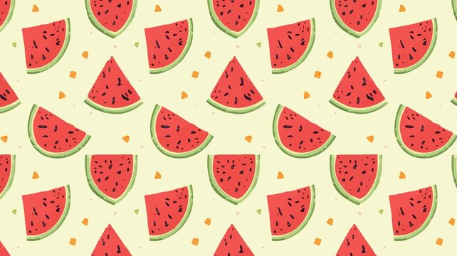 Template water melon cartoon pattern fabric motifs  for banner  summer edition with flat design